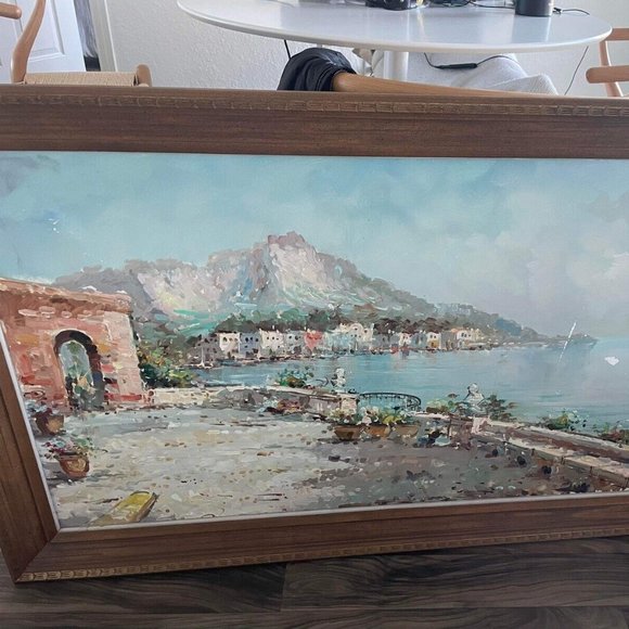 Antonio De Vity Other - Vintage Signed Antonio DeVity Oil Canvas Painting Italy Stamped 24x48 Verified